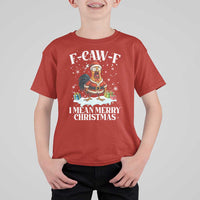 Funny F Caw F Chicken Xmas T Shirt For Kid F Caw F I Mean Merry Christmas - Wonder Print Shop