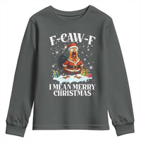 Funny F Caw F Chicken Xmas Youth Sweatshirt F Caw F I Mean Merry Christmas - Wonder Print Shop