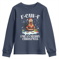 Funny F Caw F Chicken Xmas Youth Sweatshirt F Caw F I Mean Merry Christmas - Wonder Print Shop