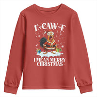 Funny F Caw F Chicken Xmas Youth Sweatshirt F Caw F I Mean Merry Christmas - Wonder Print Shop