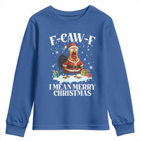 Funny F Caw F Chicken Xmas Youth Sweatshirt F Caw F I Mean Merry Christmas - Wonder Print Shop