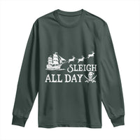 Funny Christmas Pirate Long Sleeve Shirt Sleigh All Day Pirate Skull Ship