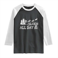 Funny Christmas Pirate Raglan Shirt Sleigh All Day Pirate Skull Ship - Wonder Print Shop