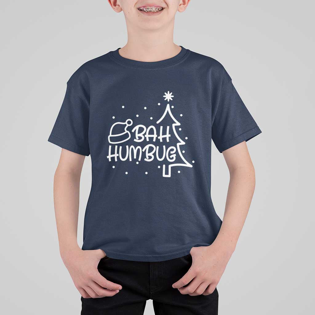 Funny Bah Humbug Christmas T Shirt For Kid Santa Hat Xmas Tree - Wonder Print Shop