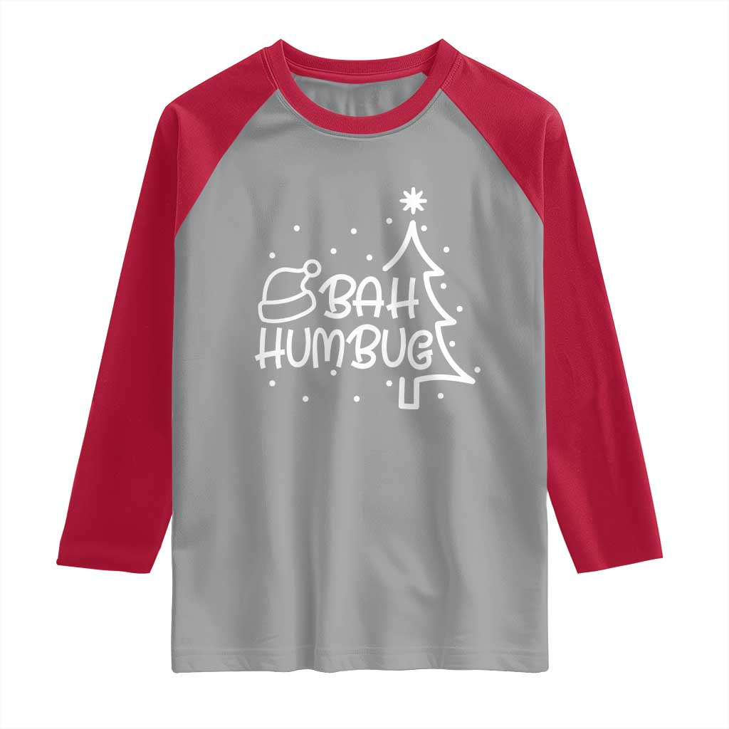 Funny Bah Humbug Christmas Raglan Shirt Santa Hat Xmas Tree - Wonder Print Shop