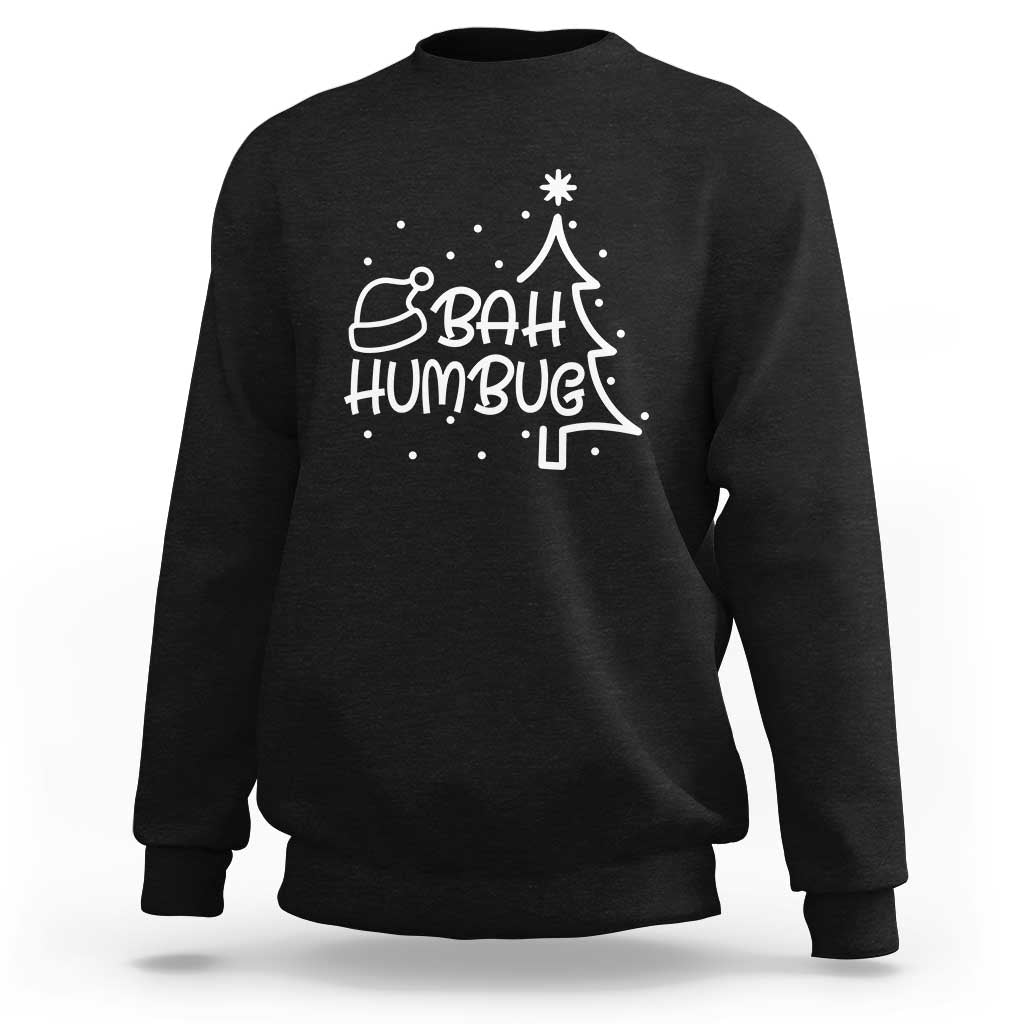 Funny Bah Humbug Christmas Sweatshirt Santa Hat Xmas Tree - Wonder Print Shop