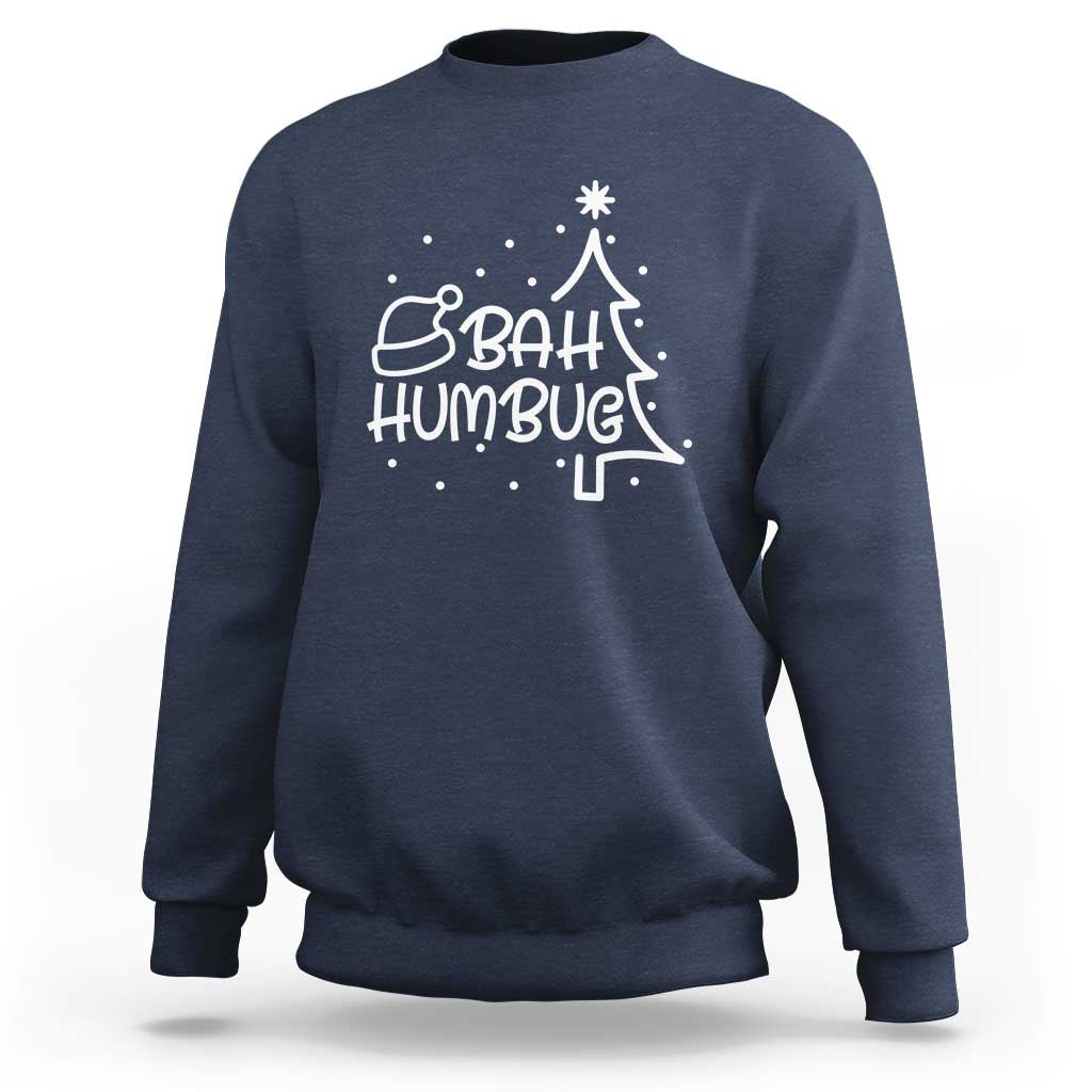 Funny Bah Humbug Christmas Sweatshirt Santa Hat Xmas Tree - Wonder Print Shop