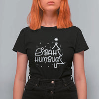 Funny Bah Humbug Christmas T Shirt For Women Santa Hat Xmas Tree - Wonder Print Shop