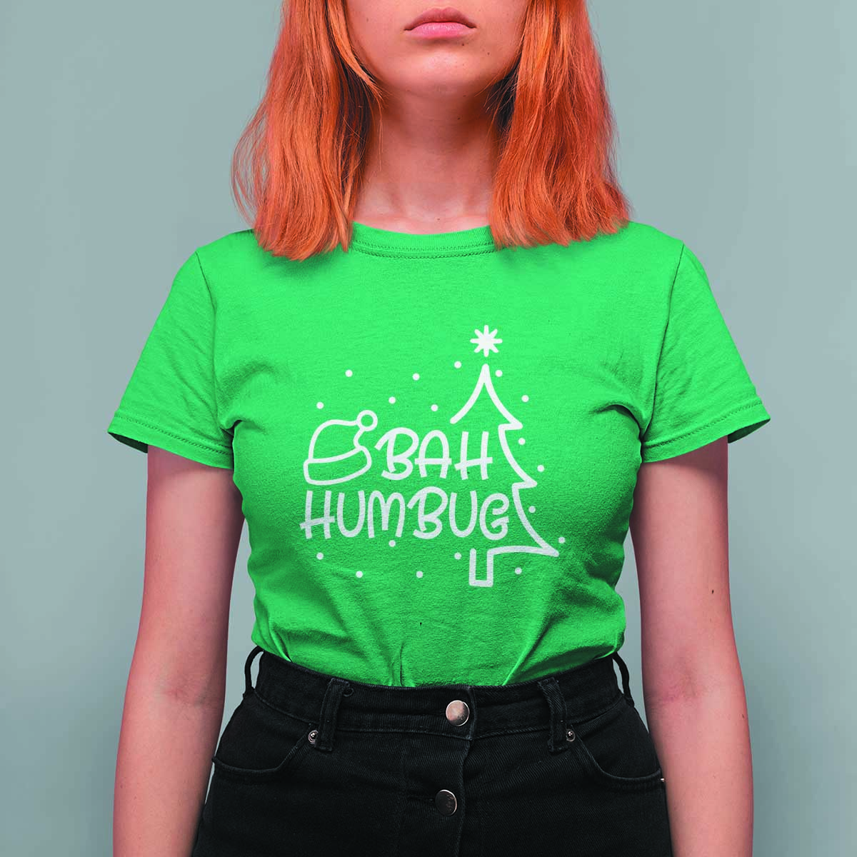 Funny Bah Humbug Christmas T Shirt For Women Santa Hat Xmas Tree - Wonder Print Shop