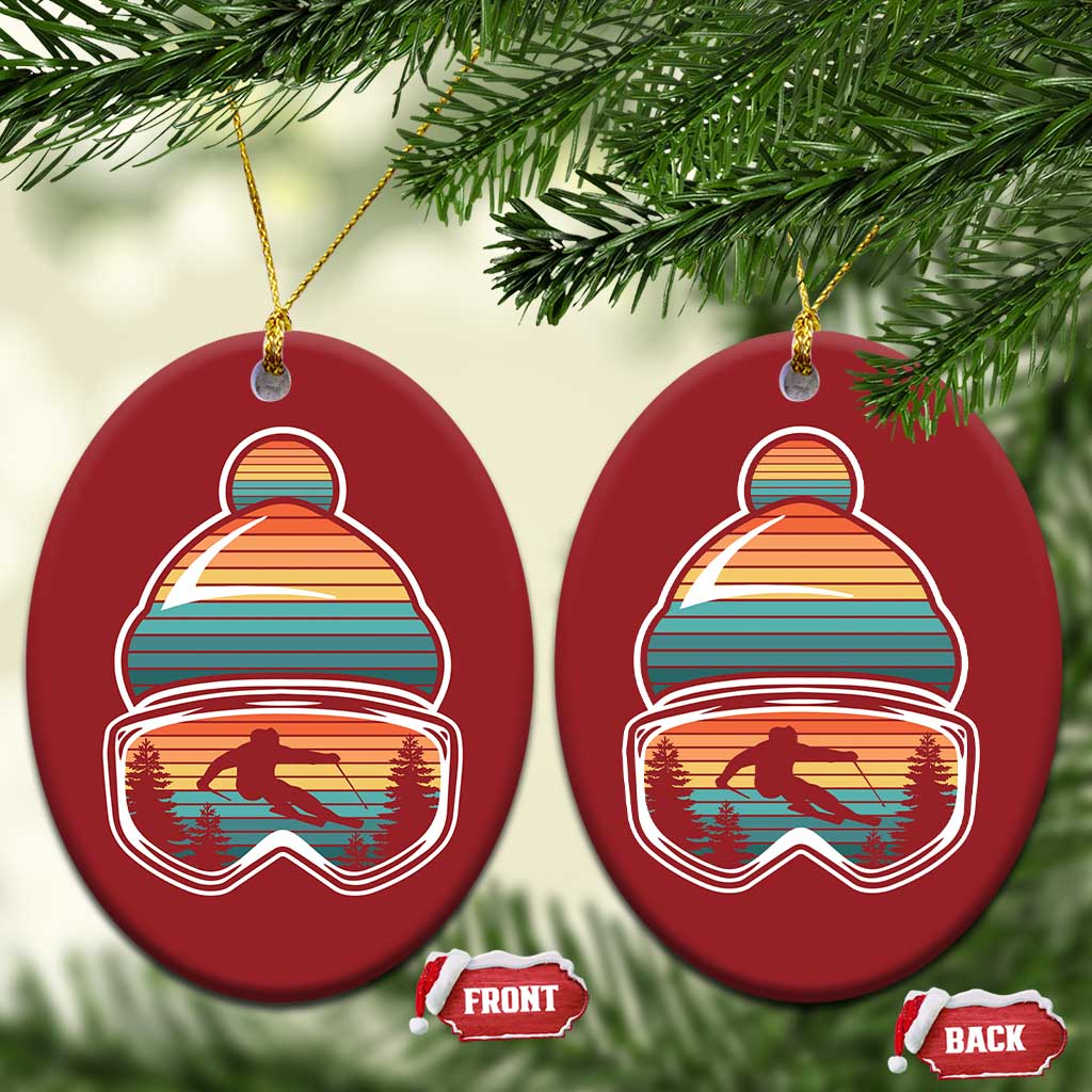 Skiing Mountain Retro Ski Goggles Winter Sport Christmas Ornament - Wonder Print Shop