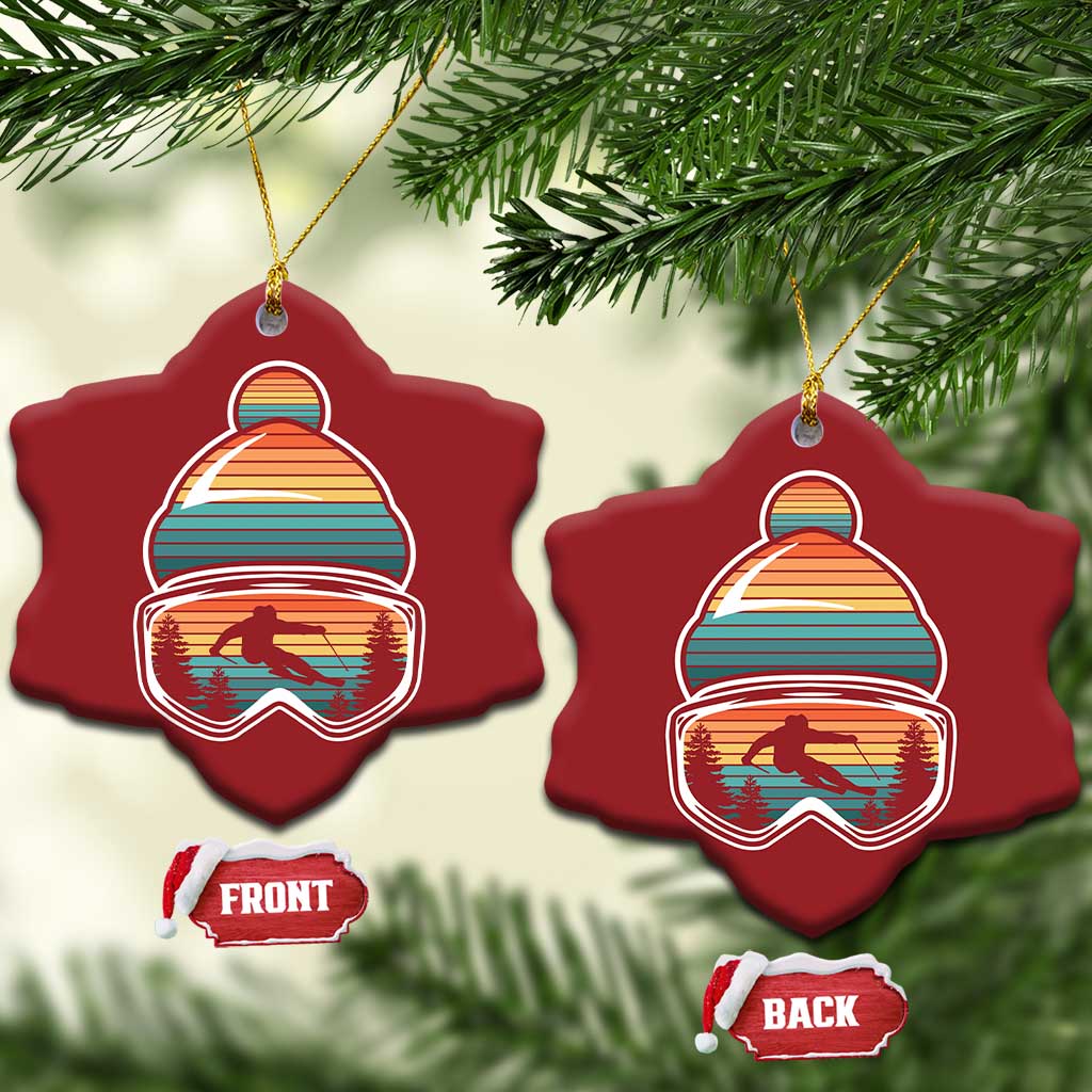 Skiing Mountain Retro Ski Goggles Winter Sport Christmas Ornament - Wonder Print Shop