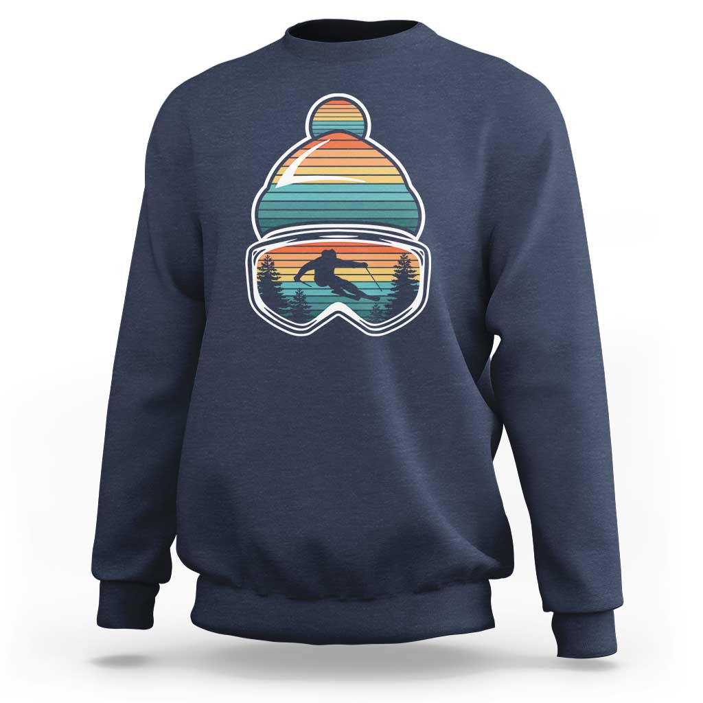 Skiing Mountain Retro Ski Goggles Winter Sport Sweatshirt - Wonder Print Shop