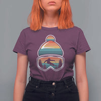 Skiing Mountain Retro Ski Goggles Winter Sport T Shirt For Women - Wonder Print Shop