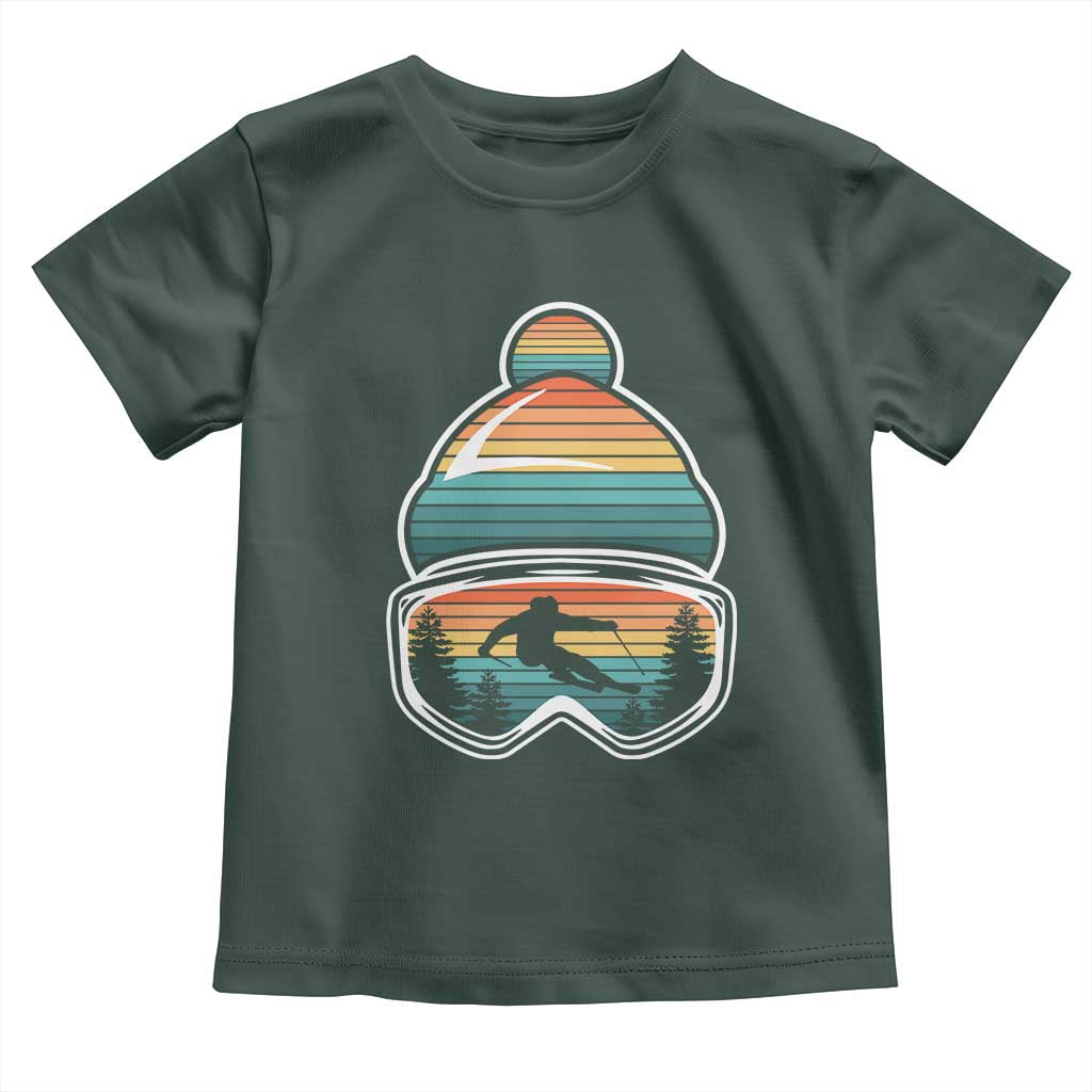 Skiing Mountain Retro Ski Goggles Winter Sport Toddler T Shirt