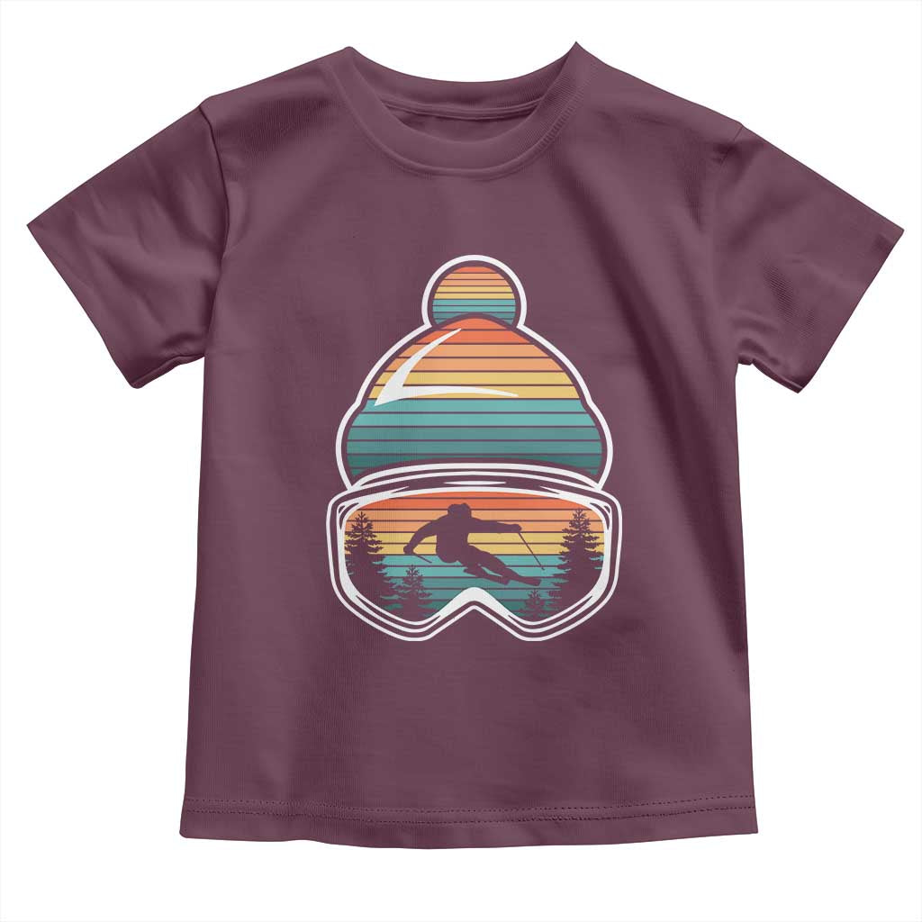 Skiing Mountain Retro Ski Goggles Winter Sport Toddler T Shirt