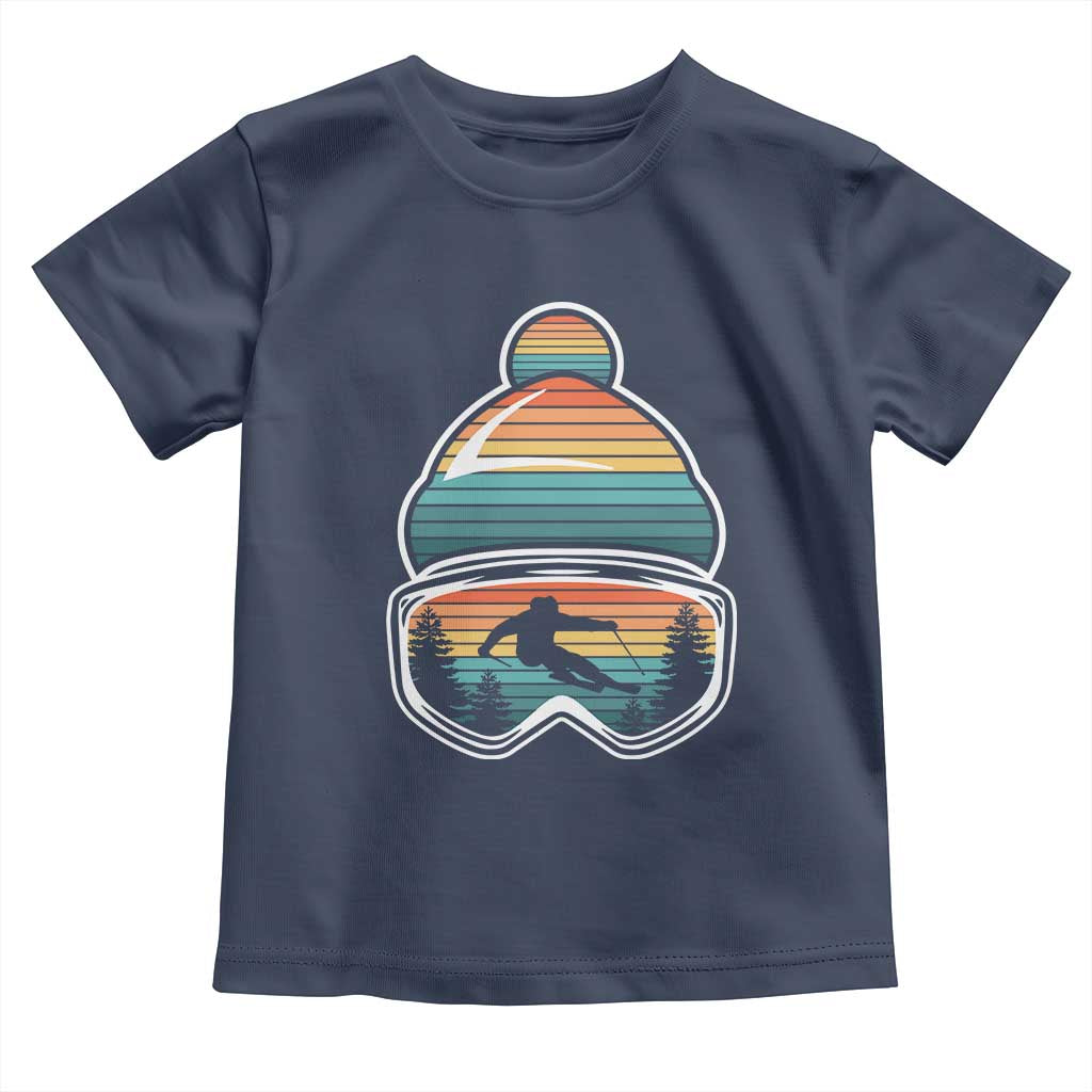 Skiing Mountain Retro Ski Goggles Winter Sport Toddler T Shirt