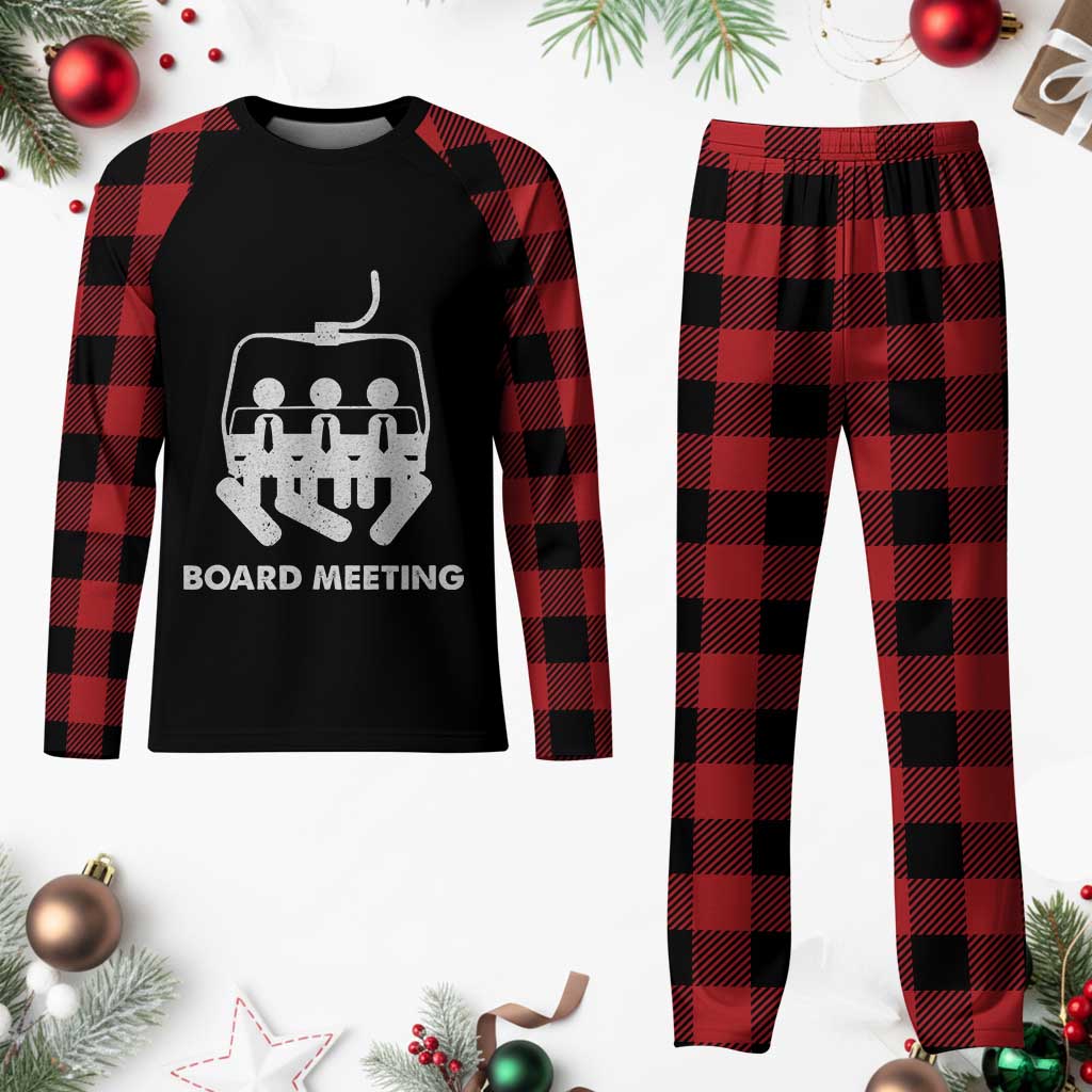 Funny Snowboarding Plaid Pajama Set Board Meeting Holiday Snowboard Winter Sport - Wonder Print Shop