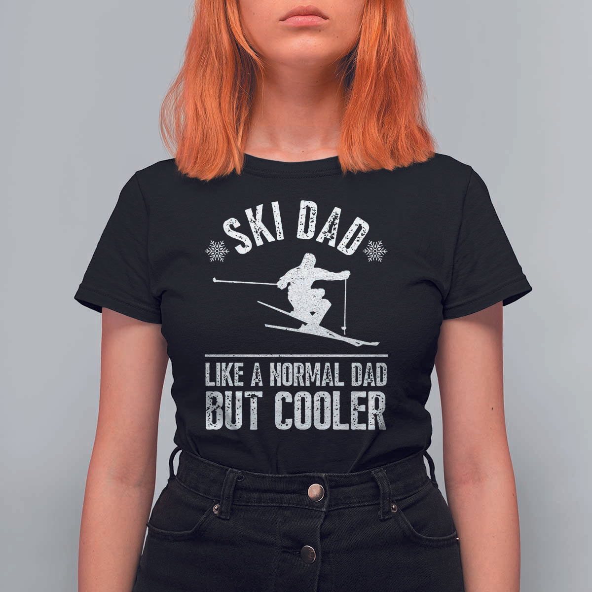 Funny Skiing Father's Day T Shirt For Women Ski Dad Like A Normal Dad But Cooler - Wonder Print Shop