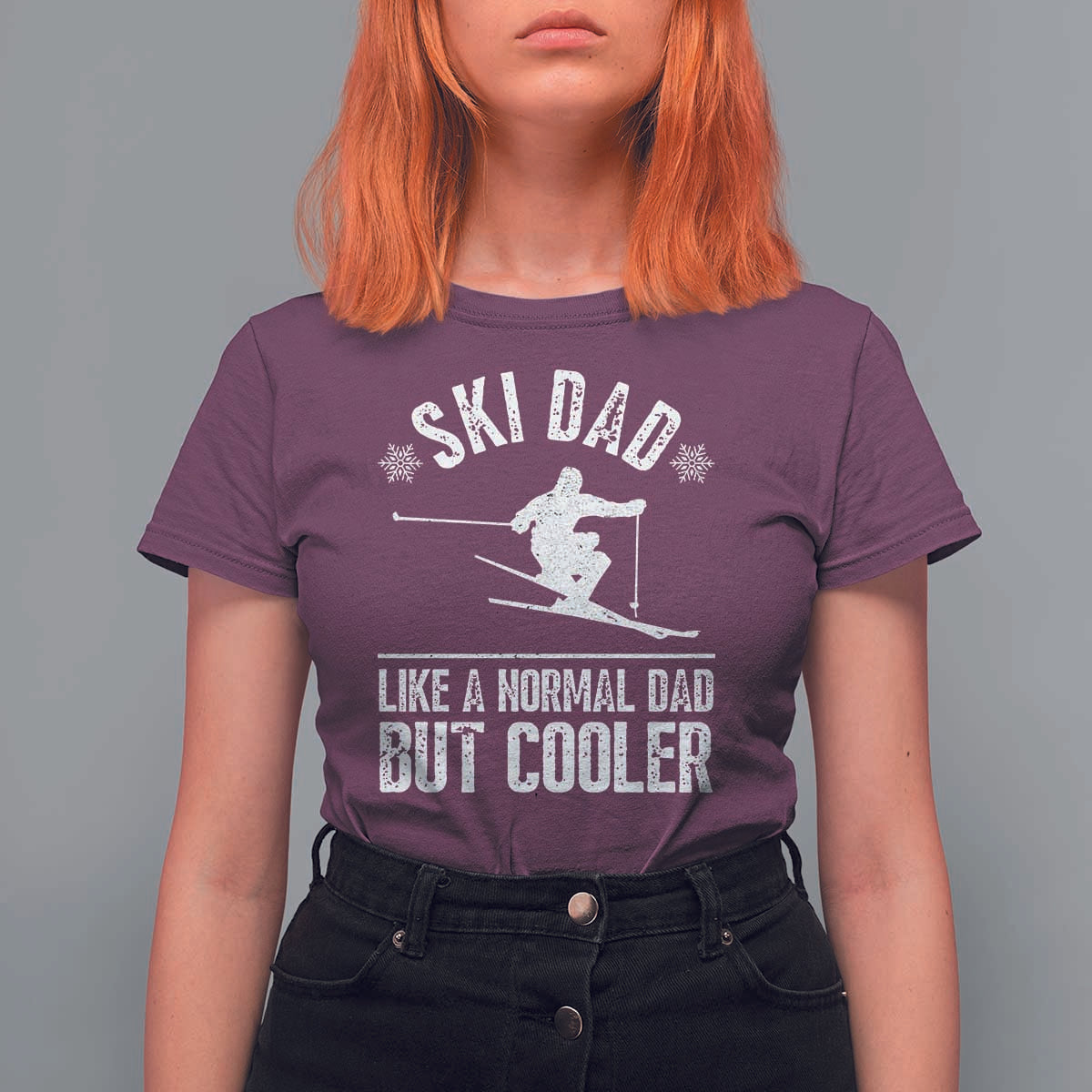 Funny Skiing Father's Day T Shirt For Women Ski Dad Like A Normal Dad But Cooler - Wonder Print Shop