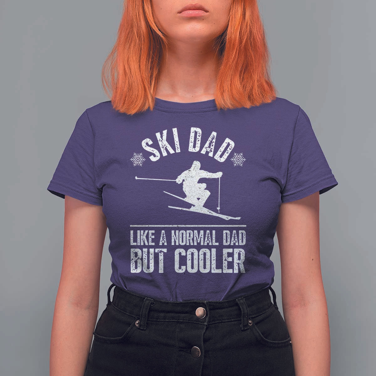 Funny Skiing Father's Day T Shirt For Women Ski Dad Like A Normal Dad But Cooler - Wonder Print Shop