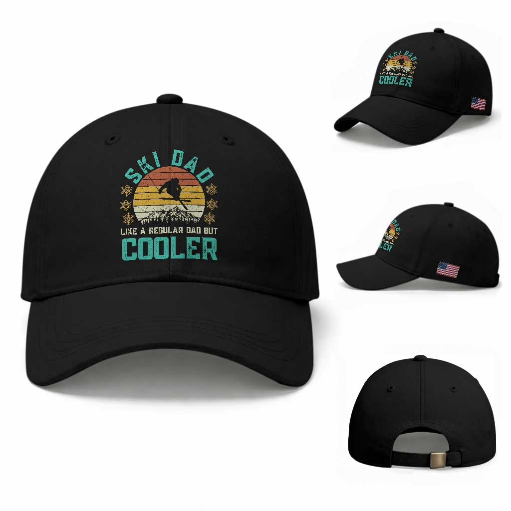 Funny Retro Skiing Father's Day Baseball Cap Ski Dad Like A Normal Dad But Cooler