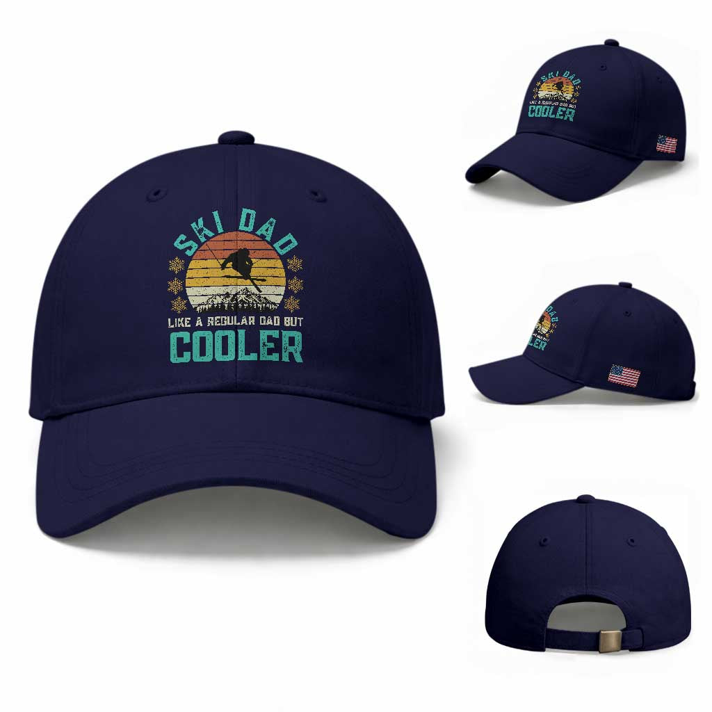 Funny Retro Skiing Father's Day Baseball Cap Ski Dad Like A Normal Dad But Cooler