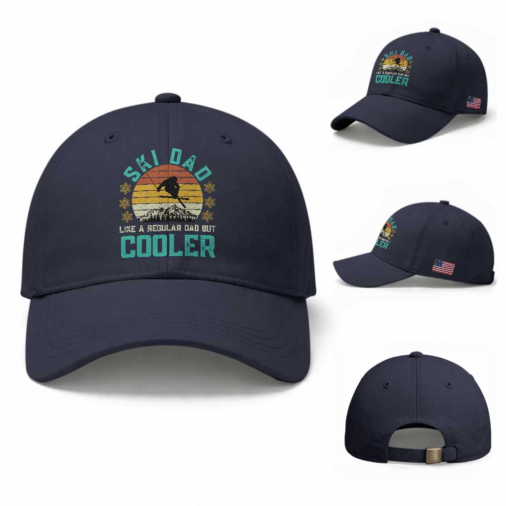 Funny Retro Skiing Father's Day Baseball Cap Ski Dad Like A Normal Dad But Cooler