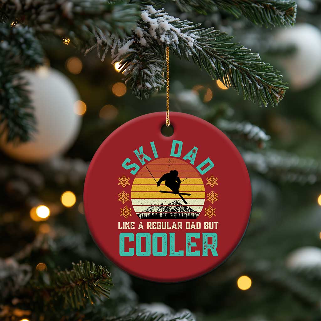 Funny Retro Skiing Father's Day Christmas Ornament Ski Dad Like A Normal Dad But Cooler - Wonder Print Shop