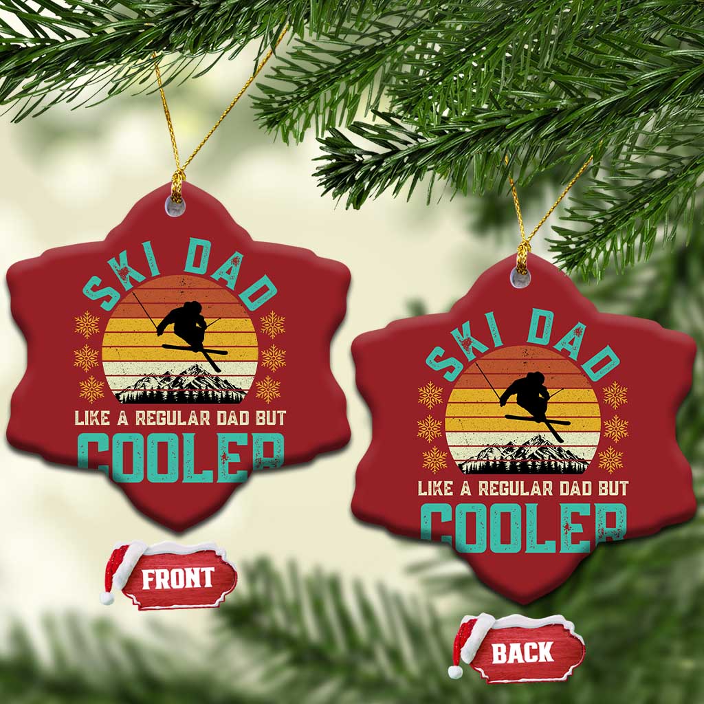 Funny Retro Skiing Father's Day Christmas Ornament Ski Dad Like A Normal Dad But Cooler - Wonder Print Shop
