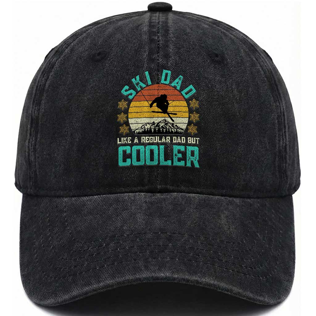 Funny Retro Skiing Father's Day Washed Cotton Baseball Cap Ski Dad Like A Normal Dad But Cooler