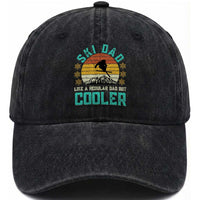 Funny Retro Skiing Father's Day Washed Cotton Baseball Cap Ski Dad Like A Normal Dad But Cooler