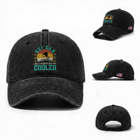 Funny Retro Skiing Father's Day Washed Cotton Baseball Cap Ski Dad Like A Normal Dad But Cooler