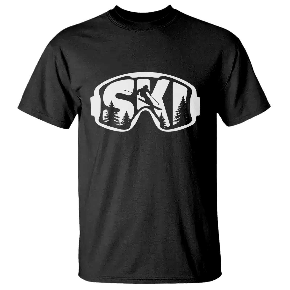 Funny Skiing T Shirt Ski Goggles Winter Sport Snow Mountain - Wonder Print Shop