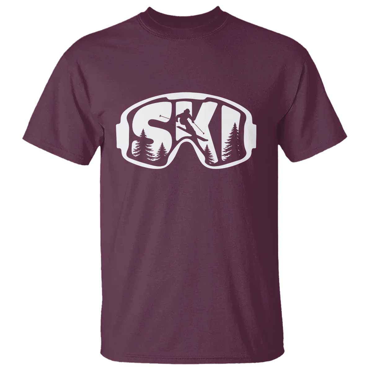 Funny Skiing T Shirt Ski Goggles Winter Sport Snow Mountain - Wonder Print Shop