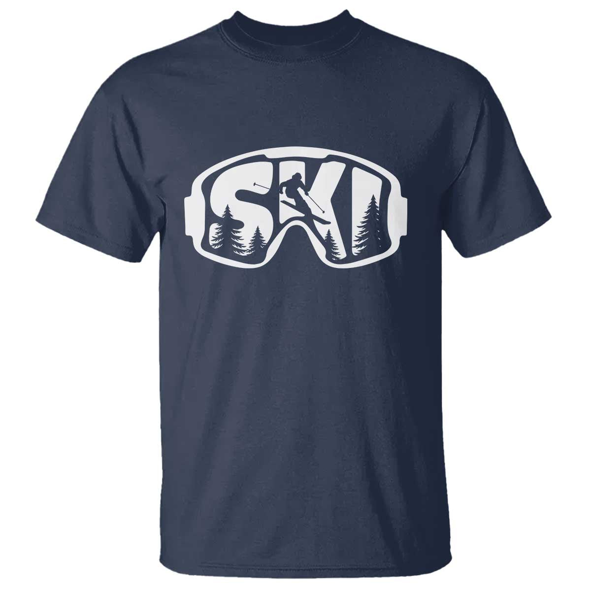 Funny Skiing T Shirt Ski Goggles Winter Sport Snow Mountain - Wonder Print Shop