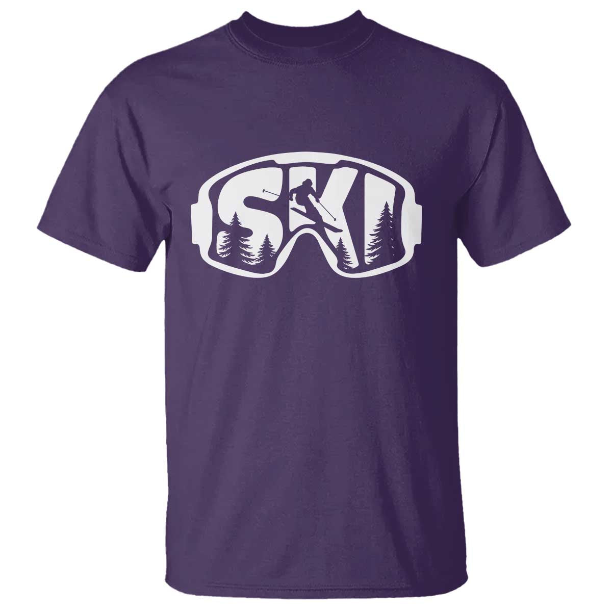 Funny Skiing T Shirt Ski Goggles Winter Sport Snow Mountain - Wonder Print Shop