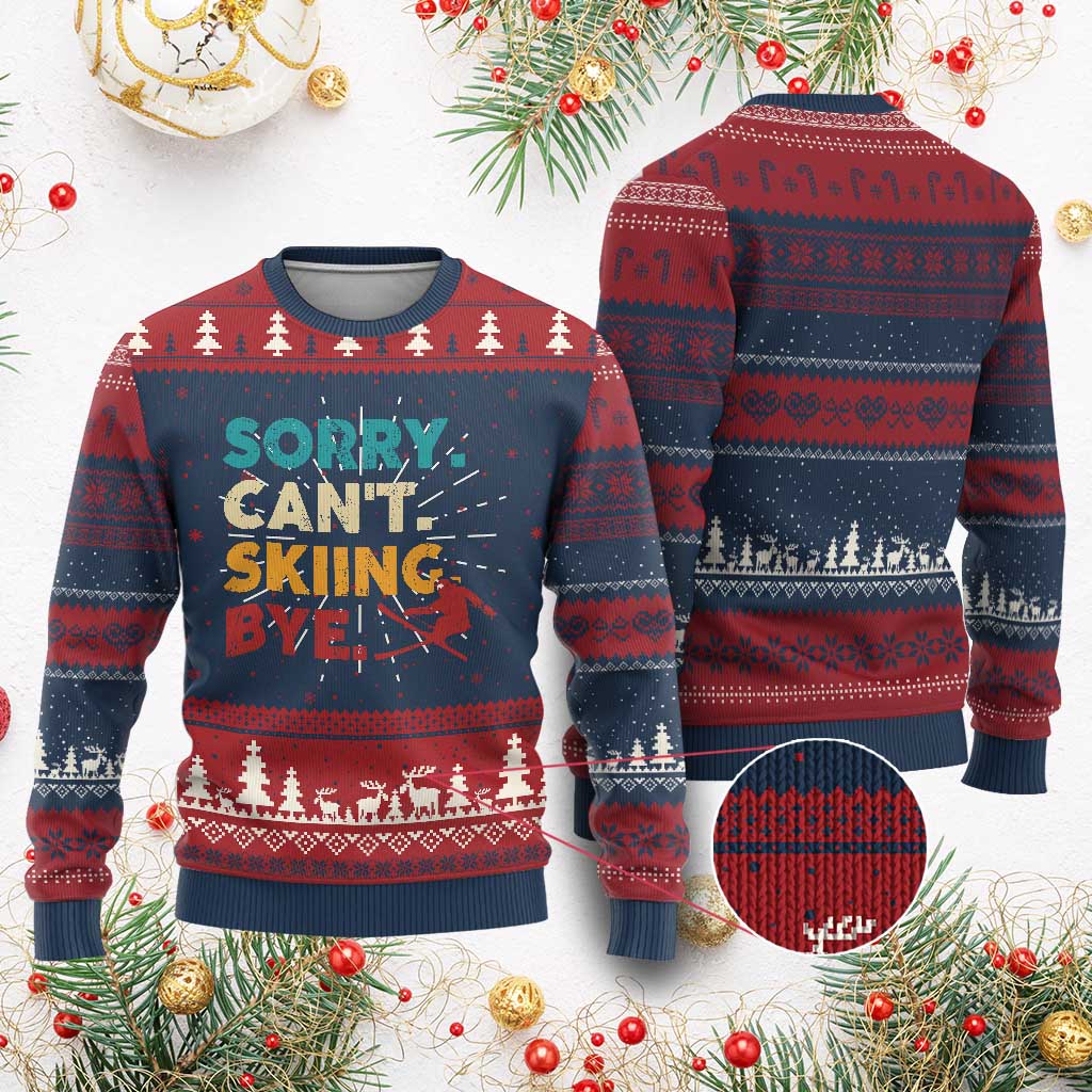 Funny Skiing Ugly Christmas Sweater Sorry Can't Skiing Bye Winter Sport - Wonder Print Shop