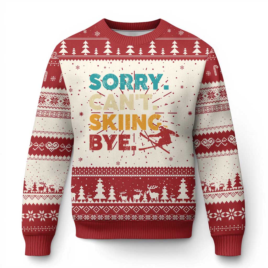 Funny Skiing Ugly Christmas Sweater Sorry Can't Skiing Bye Winter Sport - Wonder Print Shop