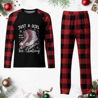 Figure Ice Skater Plaid Pajama Set Just A Girl Who Loves Ice Skating - Wonder Print Shop