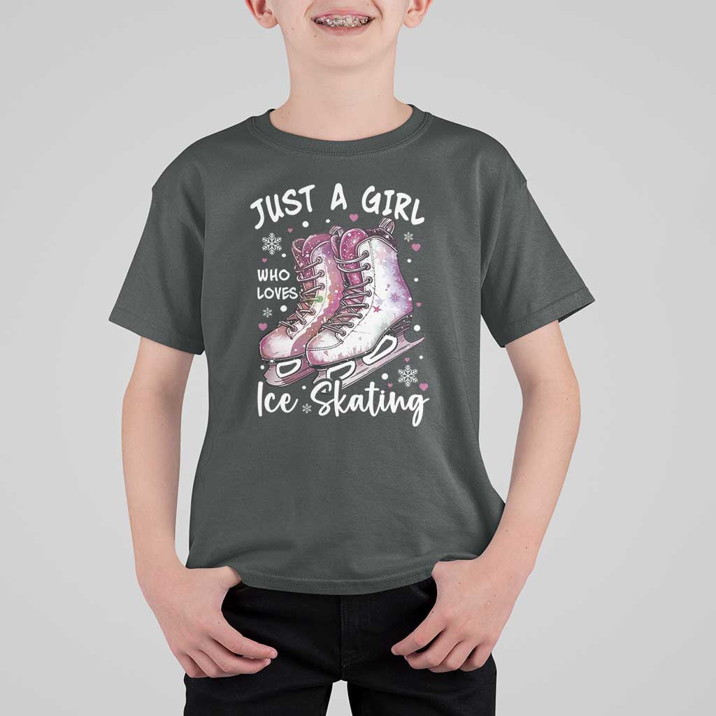 Figure Ice Skater T Shirt For Kid Just A Girl Who Loves Ice Skating - Wonder Print Shop