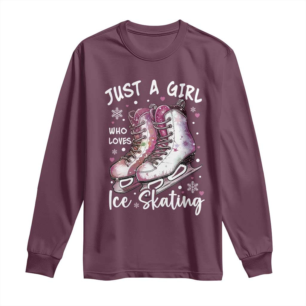 Figure Ice Skater Long Sleeve Shirt Just A Girl Who Loves Ice Skating