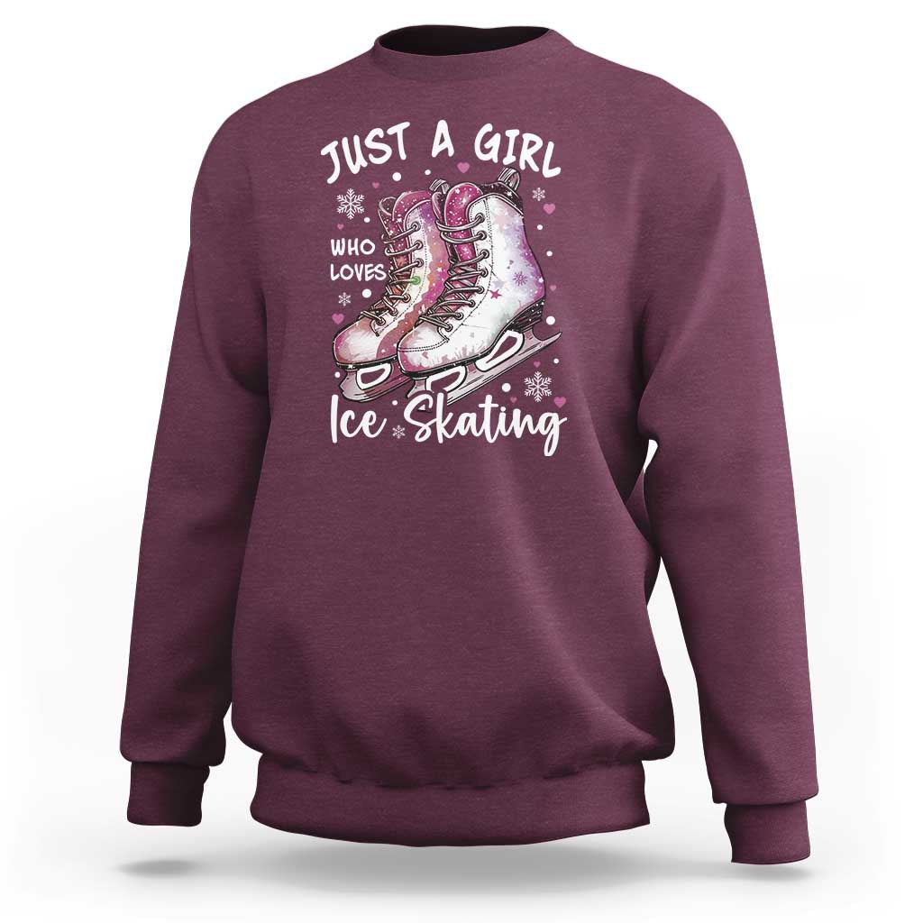 Figure Ice Skater Sweatshirt Just A Girl Who Loves Ice Skating - Wonder Print Shop