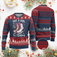 Figure Ice Skater Ugly Christmas Sweater Just A Girl Who Loves Ice Skating - Wonder Print Shop