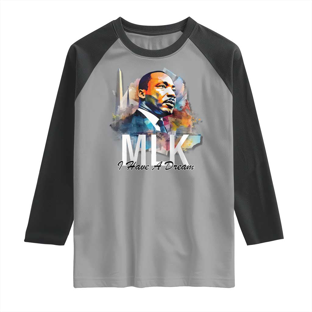 MLK I Have A Dream Raglan Shirt Martin Luther King Portrait Black History Month