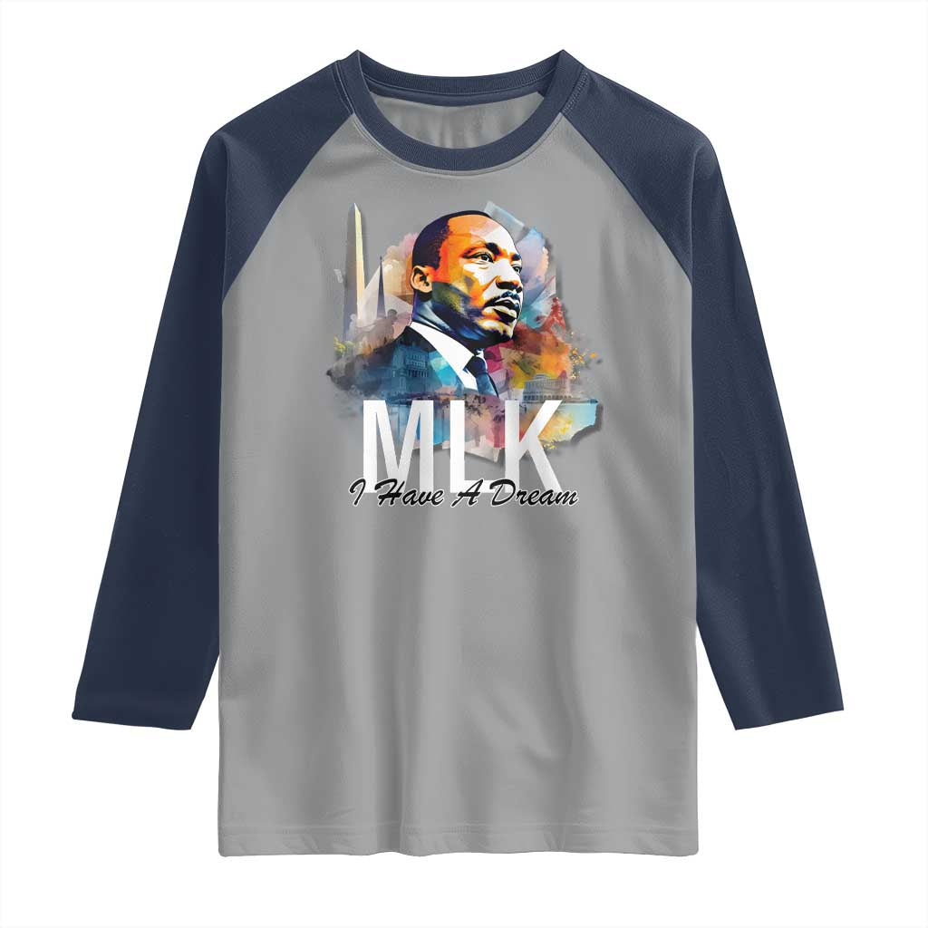 MLK I Have A Dream Raglan Shirt Martin Luther King Portrait Black History Month