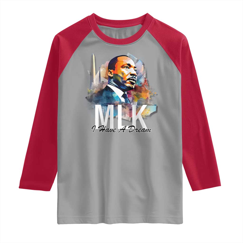 MLK I Have A Dream Raglan Shirt Martin Luther King Portrait Black History Month