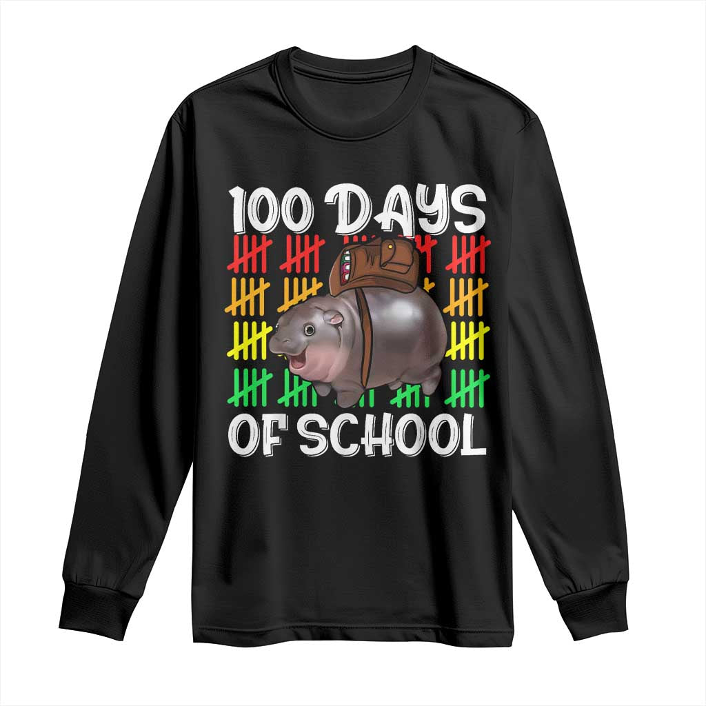 Funny Moo Deng 100 Days Of School Long Sleeve Shirt