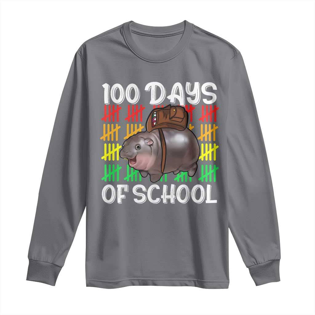 Funny Moo Deng 100 Days Of School Long Sleeve Shirt
