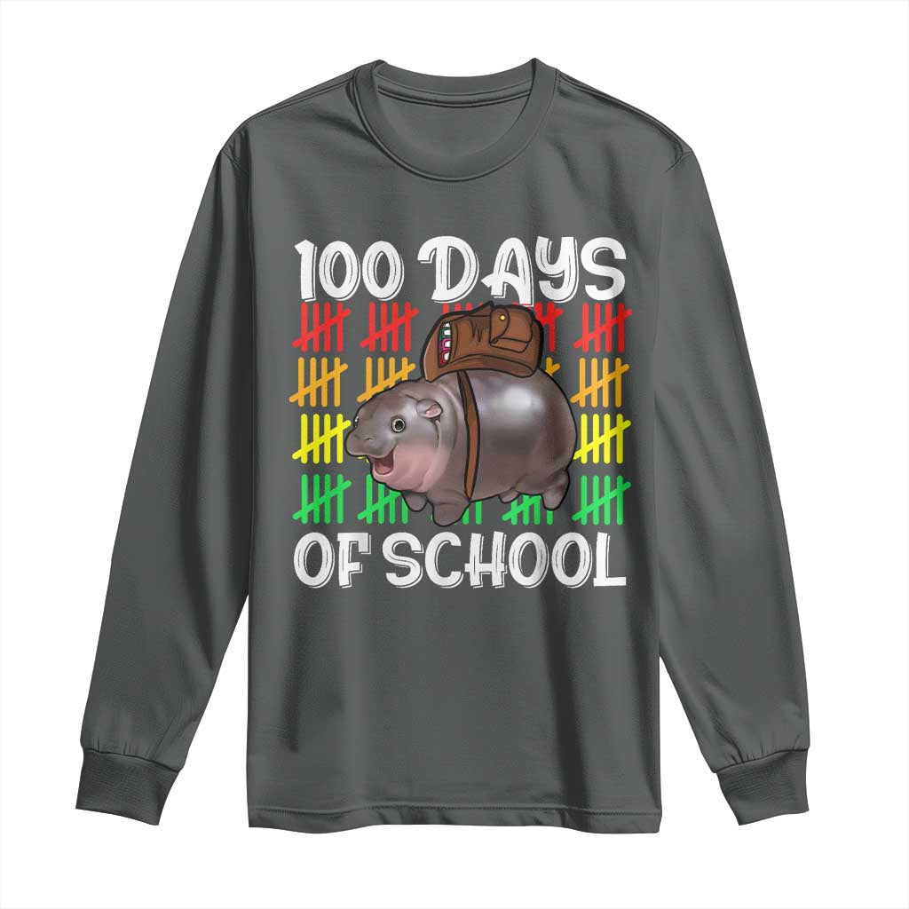 Funny Moo Deng 100 Days Of School Long Sleeve Shirt