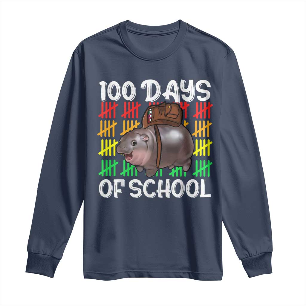 Funny Moo Deng 100 Days Of School Long Sleeve Shirt